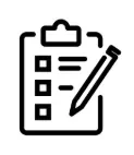 Icône d'une liste de contrôle avec un crayon sur un clipboard.